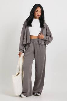 Gewassen Versleten Zoom Rechte Pijp Trainingspak, Grape - L