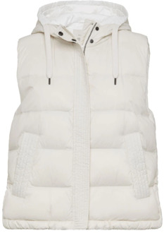 Gewatteerd gewatteerd vest met capuchon Brunello Cucinelli , White , Dames - M,S,Xs