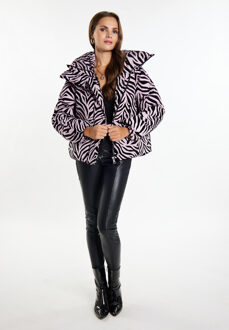 Gewatteerd jack met zebraprint Dames Mauve zebra Dieren