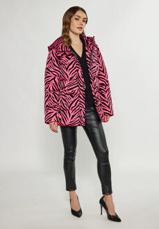 Gewatteerd jack met zebraprint Dames Roze zebra - maat M