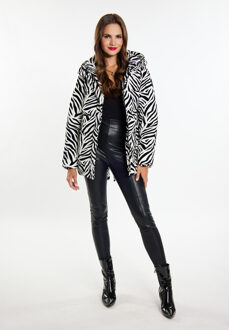 Gewatteerd jack met zebraprint Dames Witte zebra Wit/Zwart