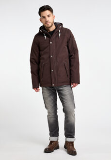 Gewatteerd winterjack Heren donkerbruin - maat Donker Bruin