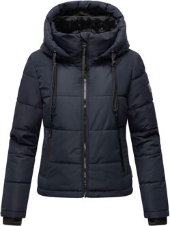 gewatteerde damesjas met liefde - kort en stijlvol Blauw - XL