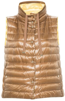 Gewatteerde Puffer Vest voor Stijlvolle Look Herno , Brown , Dames - L,S,Xs