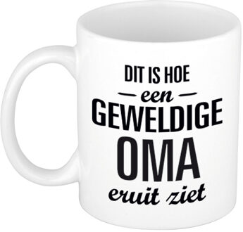 Geweldige oma cadeau koffiemok / theebeker wit 300 ml - feest mokken