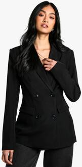 Geweven Blazer Met Getailleerde Taille, Black - 40