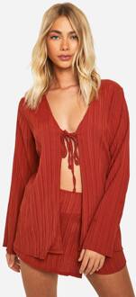 Geweven Crinkle Top Met Strik Aan De Voorkant & Wrap Skort, Spice - 34