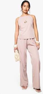Geweven Pinstripe Broek Met Rechte Pijpen, Pink - 44