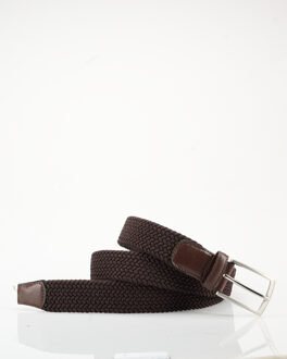 Geweven riem met detail van leer Donkerbruin - 85 cm