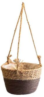 Geweven Rotan Opknoping Planter Bloempot Plant Mand Balkon Tuin Home Decor 5AC304565-CF20