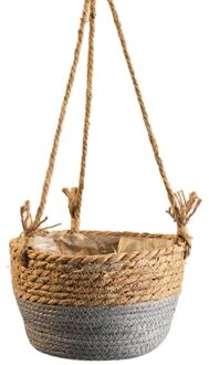 Geweven Rotan Opknoping Planter Bloempot Plant Mand Balkon Tuin Home Decor 5AC304565-GY20