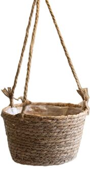 Geweven Rotan Opknoping Planter Bloempot Plant Mand Balkon Tuin Home Decor 5AC304565-N20
