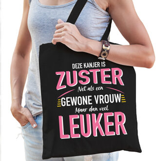 Gewone vrouw / zuster cadeau tas zwart voor dames - Feest Boodschappentassen