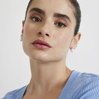 Geyah 925 Sterling Zilver en Witte Parel Gerhodineerd Oorbellen - One Size