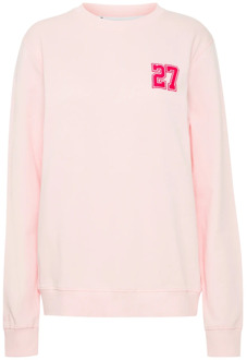 Gezellige Milkshake Sweatshirt met Geborduurd Detail Ball , Pink , Dames - Xl,L,M,S,Xs