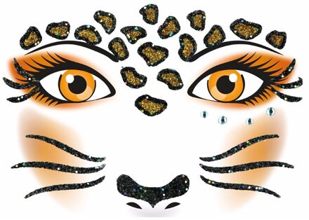 Gezicht sticker luipaard - dieren print - carnaval