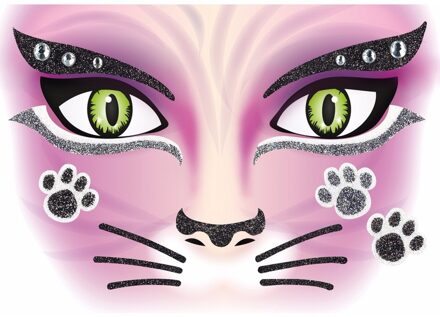 Gezicht stickers kat 1 vel Multi