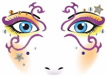 Gezicht stickers prinses 1 vel Multi