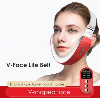 Gezicht V-Line Up Lift Riem Machine Rood Blauw Led Photon Therapie Afslanken Trillingen Massager Verminder Dubbele Kin Gezicht lifting Tool