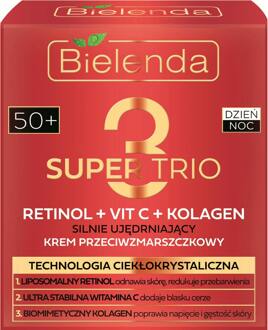 Gezichtscrème Bielenda Super Trio Retinol + Vit C + Collagen Strongly Firming Anti-wrinkle Cream 50+ Day & Night 50 ml