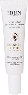 Gezichtscrème Idun Minerals Ultra Light Daily Face Cream Solsken SPF50 30 ml