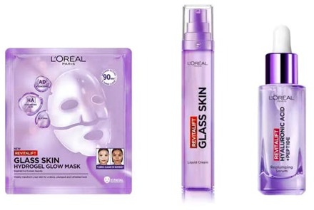Gezichtscrème L'Oréal Paris Revitalift Filler Glass Skin Mask, Glass Skin Cream & 1,5% Hyaluronic Acid Serum 1 pcs + 50 ml + 30 ml