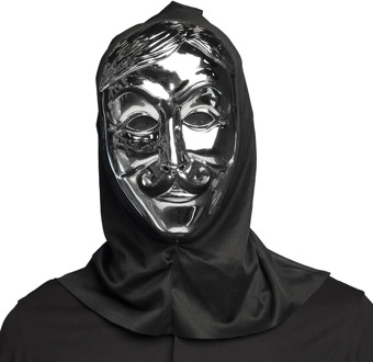 Gezichtsmasker Anonymous met Kap zilver Zilver - Grijs