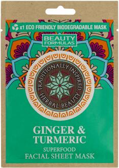 Gezichtsmasker Beauty Formulas Ginger & Turmeric Facial Sheet Mask 1 st