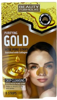 Gezichtsmasker Beauty Formulas Purifying Gold Nose Pore Strips 6 st