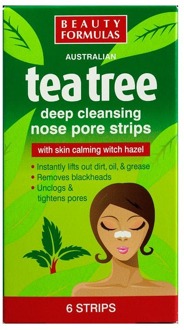 Gezichtsmasker Beauty Formulas Tea Tree Deep Cleansing Nose Pore Strips 1 st