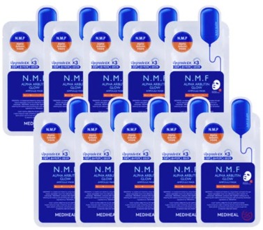 Gezichtsmasker Mediheal NMF Alpha Arbutin Glow Ampoule Mask 10 st