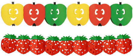 Gezond Fruit thema versiering thema slingers appel/aardbei 3 meter per stuk
