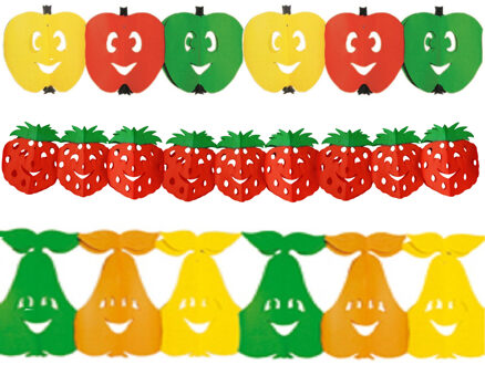Gezond Fruit thema versiering thema slingers appel/aardbei/peer 3 meter per stuk