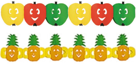 Gezond Fruit thema versiering thema slingers appel/ananas 3 meter per stuk