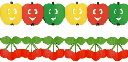 Gezond Fruit thema versiering thema slingers appel/kers 3 meter per stuk