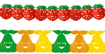 Gezond Fruit thema versiering thema slingers peer/aardbei 3 meter per stuk