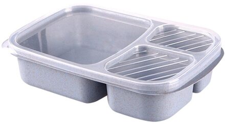 Gezond Materiaal Lunchbox 3 Layer Tarwe Stro Bento Dozen Magnetron Servies Voedsel Opslag Container Lunchbox #15 blauw