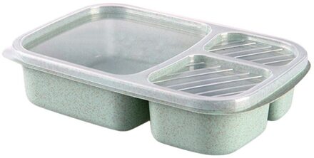 Gezond Materiaal Lunchbox 3 Layer Tarwe Stro Bento Dozen Magnetron Servies Voedsel Opslag Container Lunchbox #15 groen