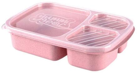 Gezonde Tarwe Stro Magnetron Bento Lunch Box Case Container Organizer Picknick Fruit Container Opbergdoos Voor Kinderen Volwassen roze