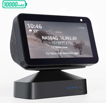 GGMM ES5 Battery Base for Amazon Echo Show 5 Alexa Smart Display Speaker YouTube Adjustable Stand Mount 10000mAh Power Bank