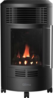 GH 8034 Mobiele Gaskachel - Zwart - 3400 Watt - Sfeervlam en kolen - 6 warmtestanden