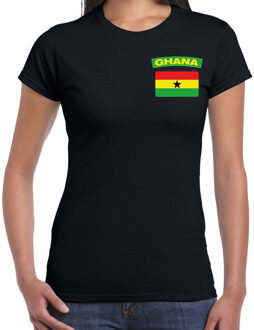 Ghana landen shirt met vlag zwart voor dames - borst bedrukking L