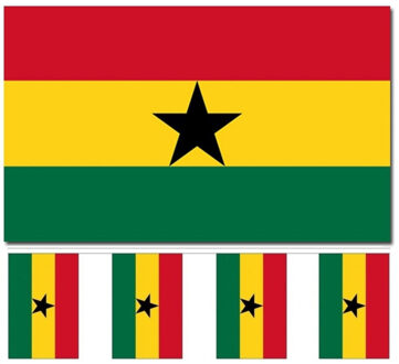 Ghana versiering/feestartikelen set - vlag 90 x 150 cm - vlaggenlijn van 300 cm - landen