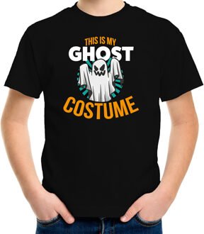 Ghost costume halloween verkleed t-shirt zwart voor kinderen 146-152 (L) - Feestshirts