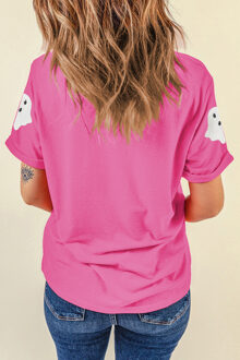 Ghost Pattern T-shirt Stoffig Roze