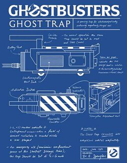 Ghostbusters Ghost Trap Schematic Men's T-Shirt - Blue - S Blauw