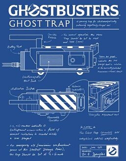 Ghostbusters Ghost Trap Schematic Men's T-Shirt - Blue - XL Blauw