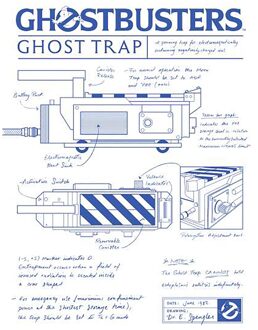 Ghostbusters Ghost Trap Schematic Men's T-Shirt - White - L Wit