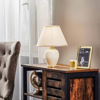 Giardino Avorio tafellamp, 25 cm, keramiek, wit ivoor, goud