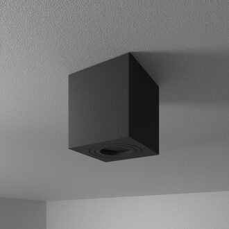 Gibbon LED opbouw plafondspot - Vierkant - IP65 waterdicht - GU10 fitting - Plafondlamp geschikt voor badkamer - Zwart